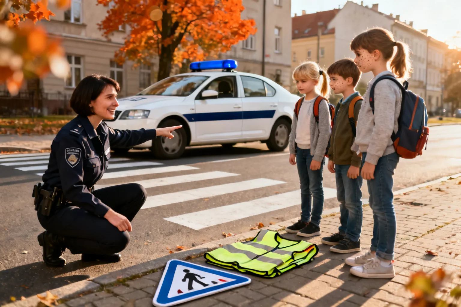 Październikowe lekcje bezpieczeństwa dla dzieci prowadzone przez policjantkę w Krakowie
