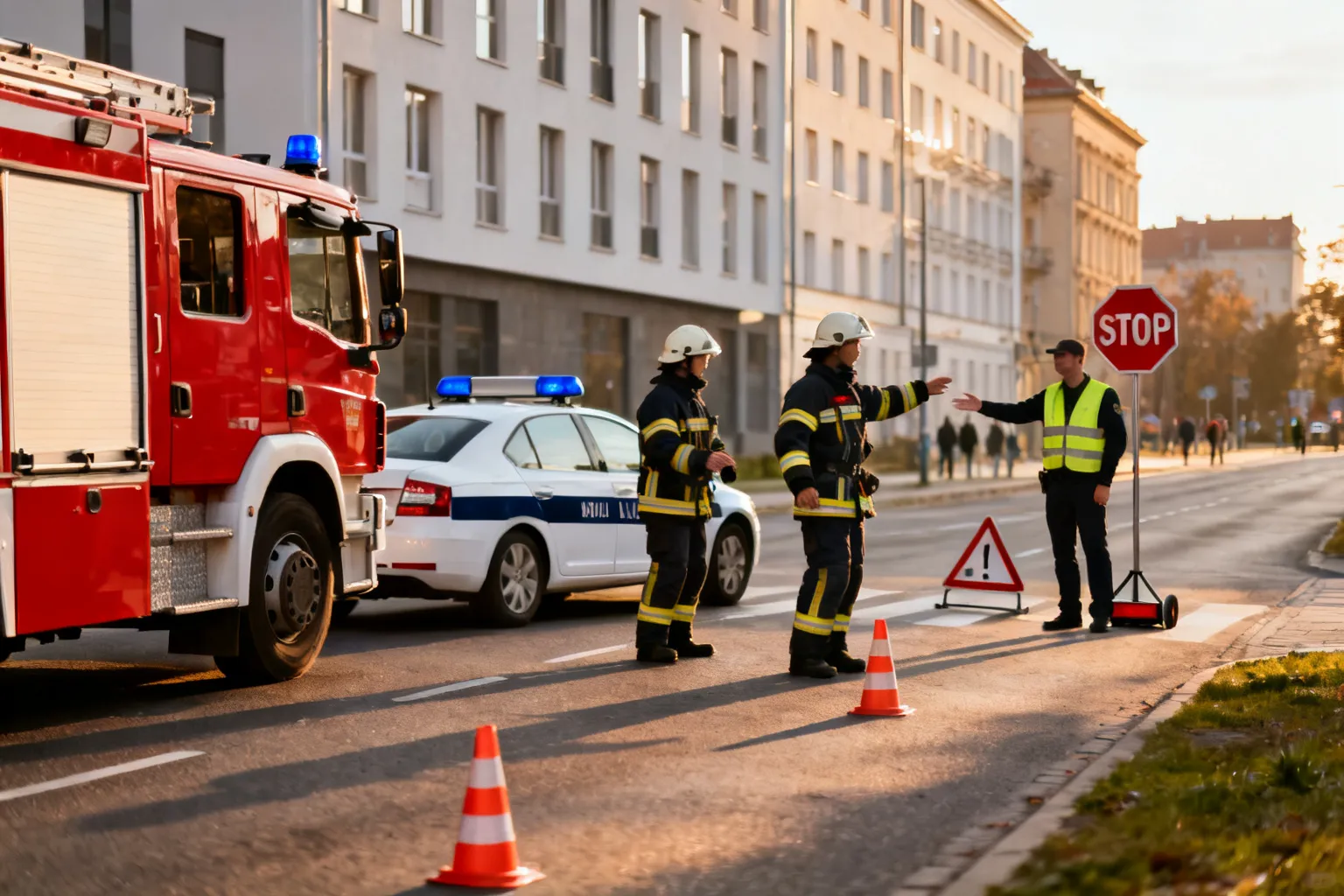 Policjanci szkolili strażaków PSP w Krakowie z kierowania ruchem