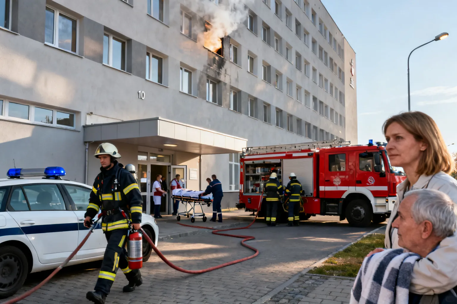 Pożar na 10. piętrze Szpitala Rydygiera w Krakowie — ewakuowano 38 osób
