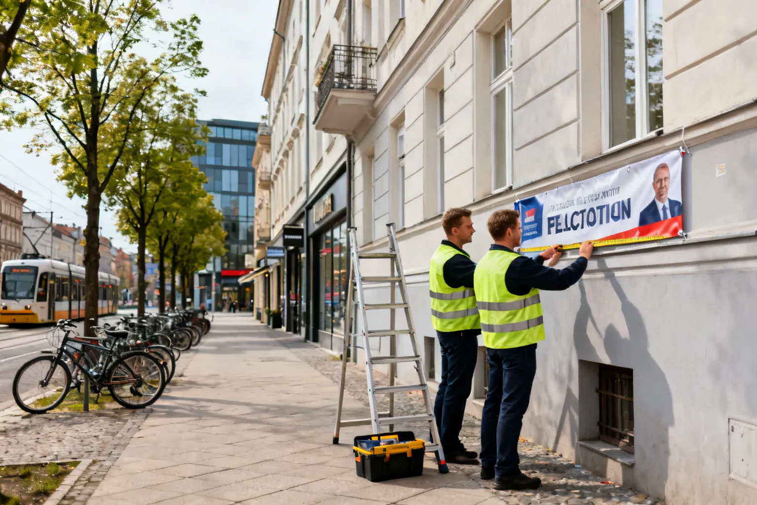 Spór o zgodność banerów wyborczych przy Basztowej 15 w Krakowie