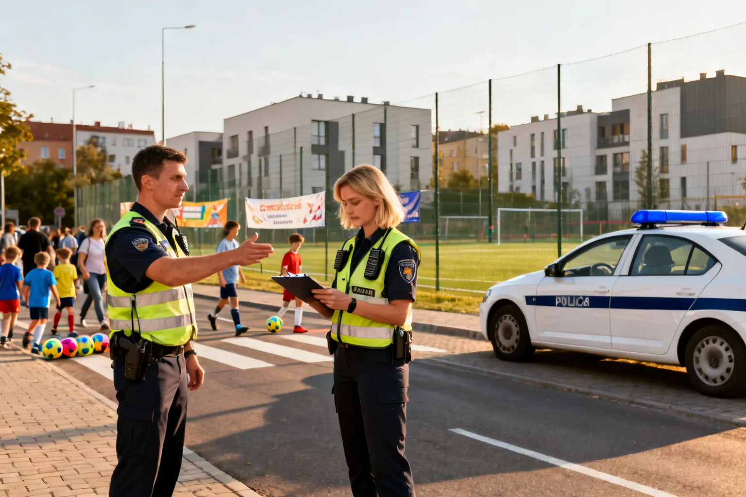 Policjanci ruchu drogowego na turnieju Futbolowe Marzenia w Krakowie